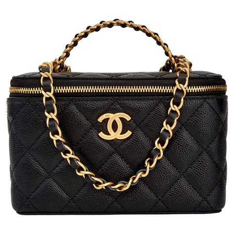 Chanel Small Pick Me Up Top Handle Vanity Case Black Caviar 